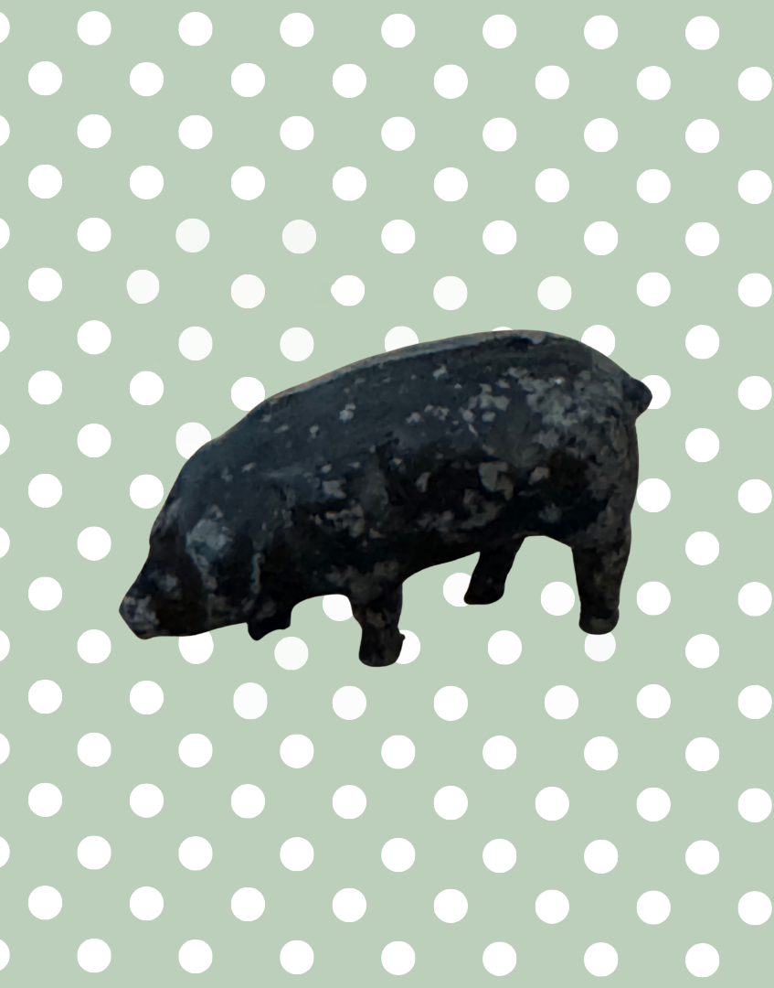 Miniature Black Standing Pig Collectable (Version 2) | Britains Ltd Vintage Lead Figurine (1920s)
