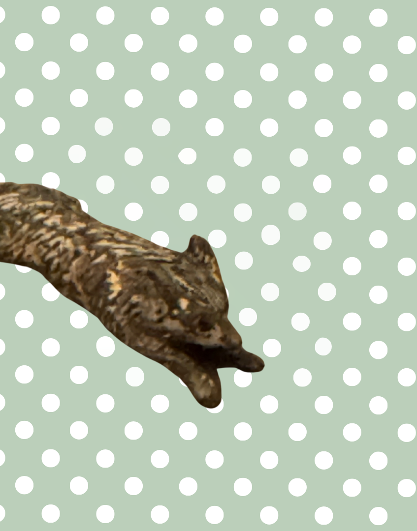 Miniature Rare Gold Colour Leaping Fox Collectable | Britains Ltd Vintage Lead Countryside Animal (1920s)