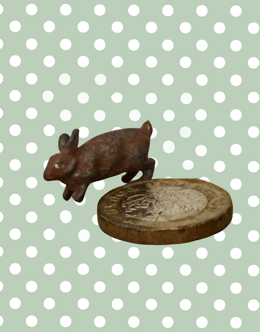 Sweet Miniature Standing Red-Brown Rabbit | Britains Ltd Vintage Lead Figurine (1920s)