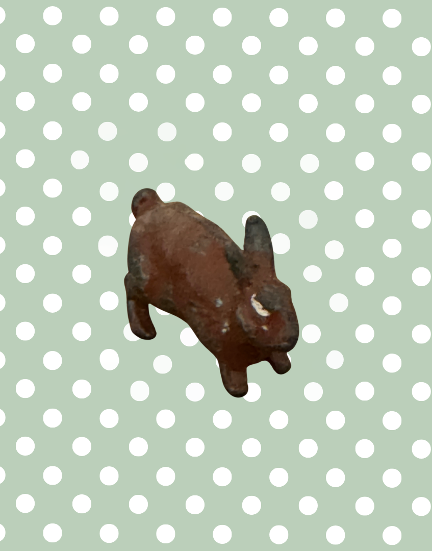 Sweet Miniature Standing Red-Brown Rabbit | Britains Ltd Vintage Lead Figurine (1920s)