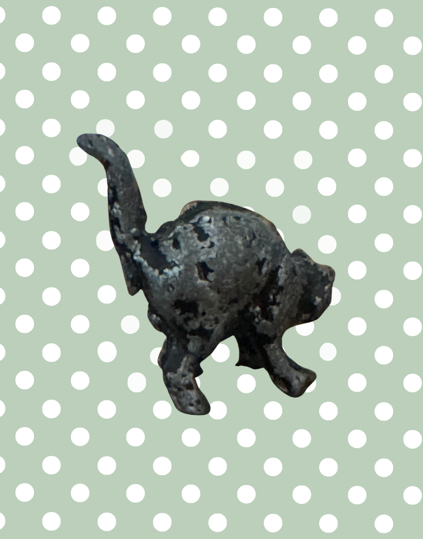 Striking Black Halloween Cat Collectable | Vintage Lead Figurine with Yellow Eyes