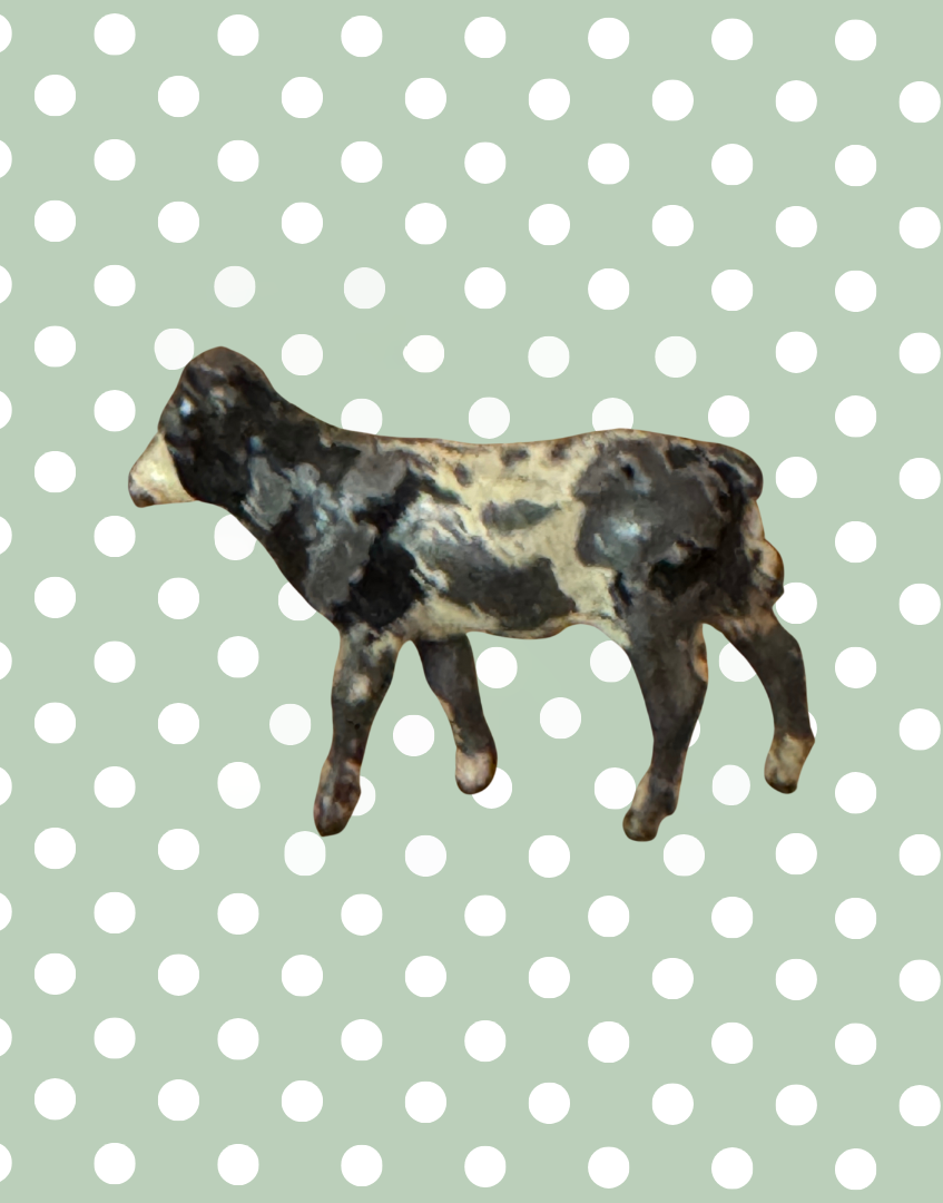 Charming Miniature Black & White Standing Calf | Britains Ltd Vintage Lead Animal Figurine (1920s)