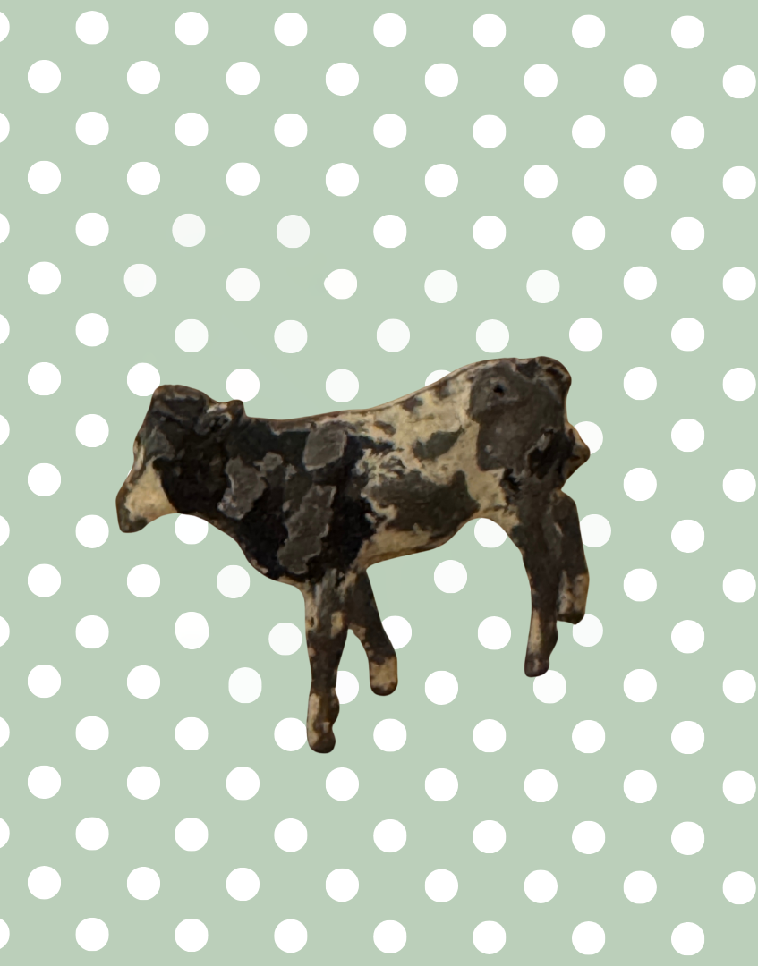 Charming Miniature Black & White Standing Calf | Britains Ltd Vintage Lead Animal Figurine (1920s)