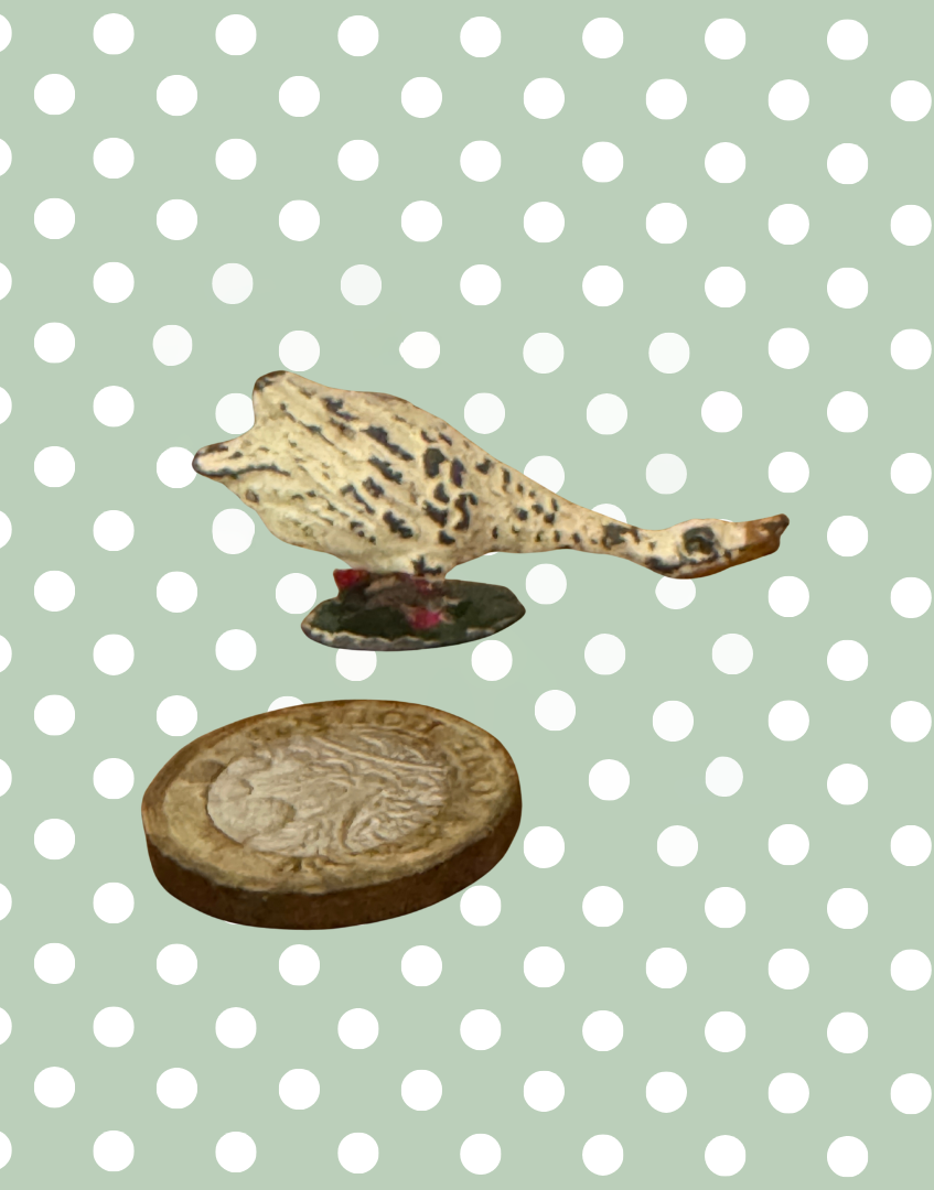 Small White Goose with Neck Down on Stand Figurine | Britains Ltd Vintage Lead Toy (1920s)