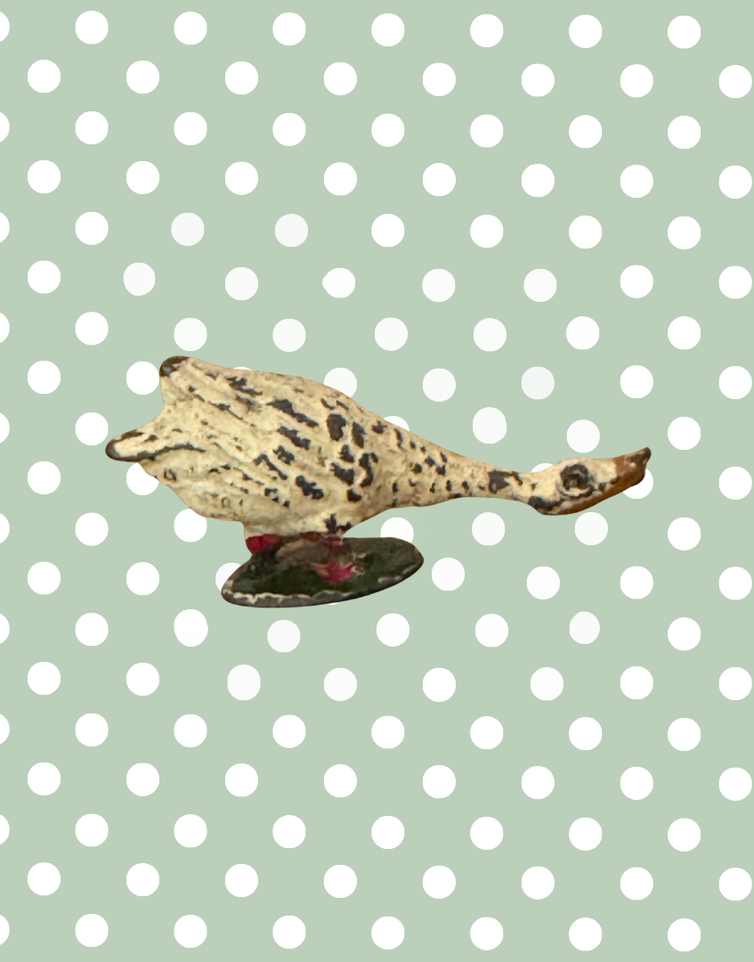 Small White Goose with Neck Down on Stand Figurine | Britains Ltd Vintage Lead Toy (1920s)