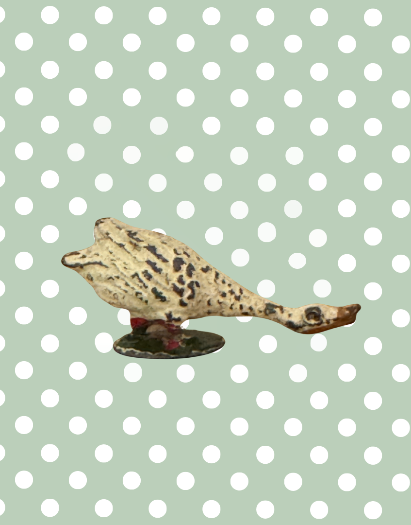 Small White Goose with Neck Down on Stand Figurine | Britains Ltd Vintage Lead Toy (1920s)