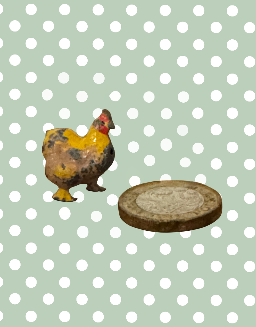 Sweet Miniature Yellow Cockerel | Britains Ltd Vintage Lead Farm Bird (1920s)
