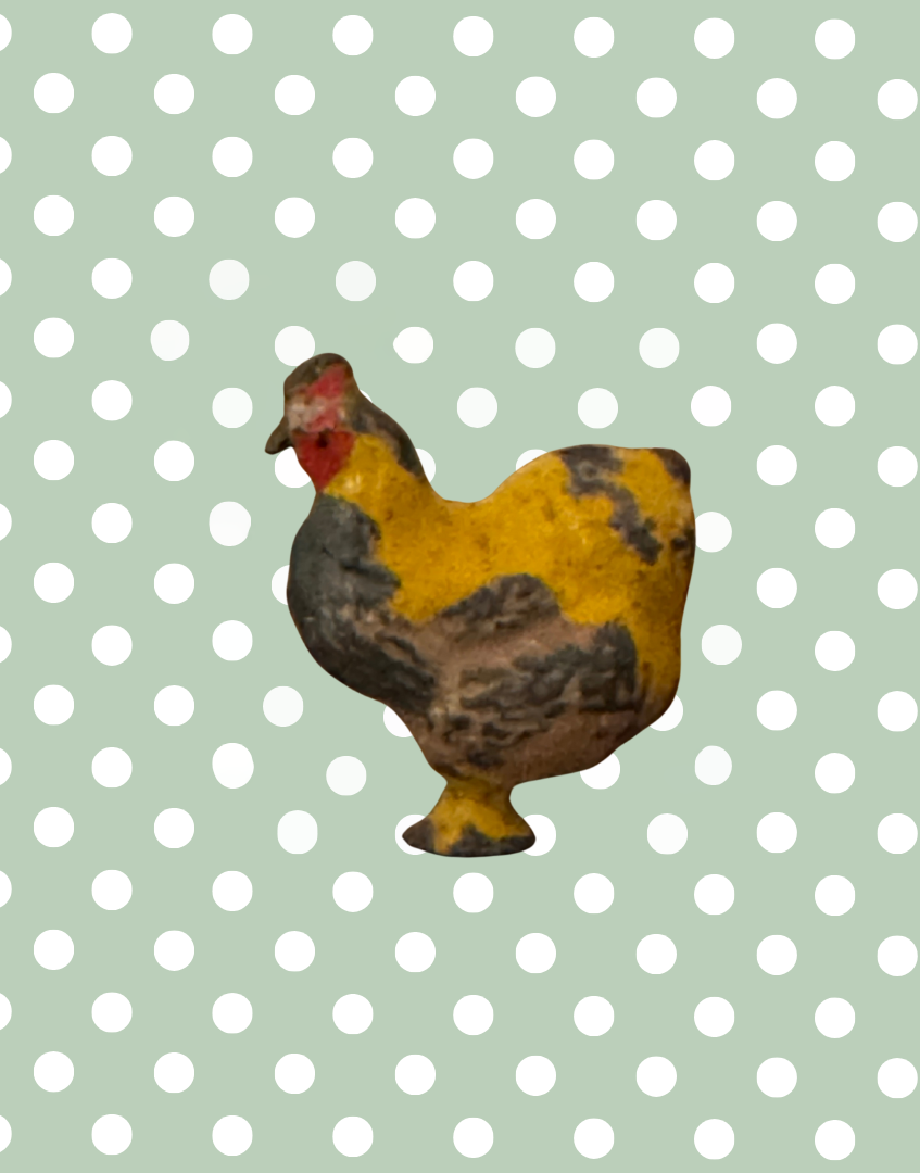 Sweet Miniature Yellow Cockerel | Britains Ltd Vintage Lead Farm Bird (1920s)