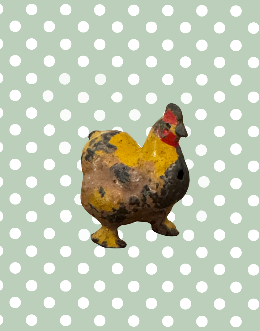 Sweet Miniature Yellow Cockerel | Britains Ltd Vintage Lead Farm Bird (1920s)
