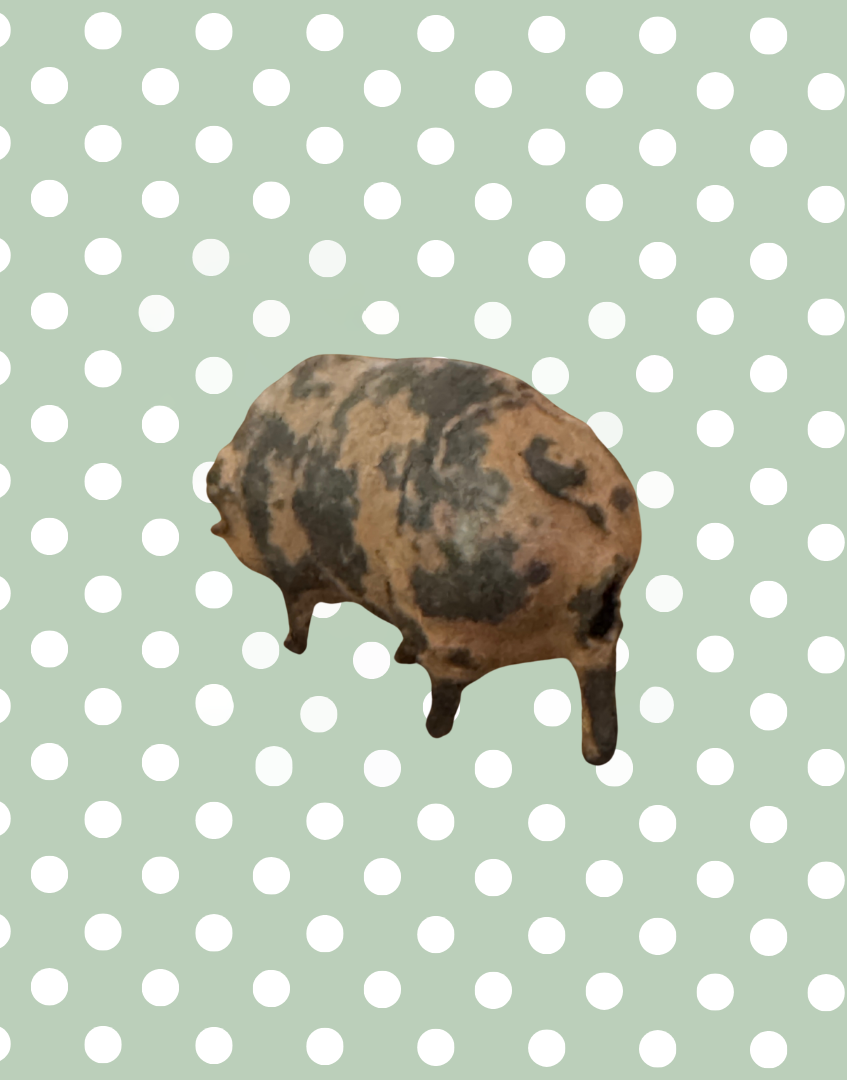 Medium Pink Patched Characterful Pig (Version 1) | Britains Ltd Vintage Lead Pig Figurine (1920s)