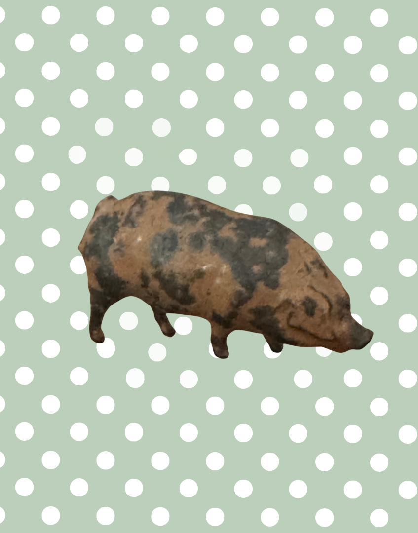Medium Pink Patched Characterful Pig (Version 1) | Britains Ltd Vintage Lead Pig Figurine (1920s)
