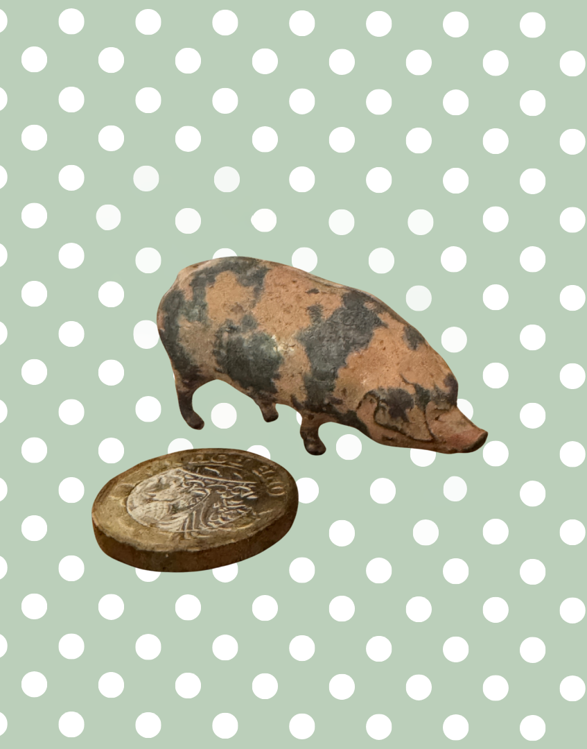 Medium Pink Patched Pig (Version 2) | Britains Ltd Vintage Lead Pig Figurine (1920s)