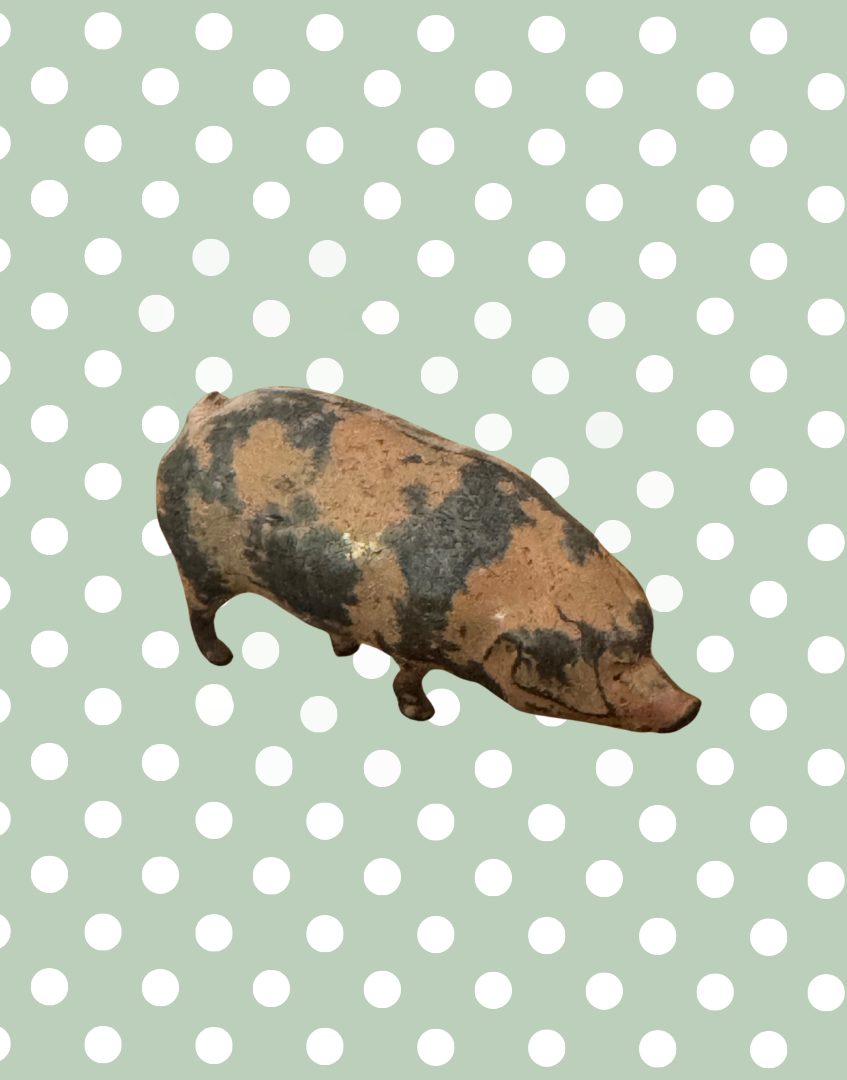 Medium Pink Patched Pig (Version 2) | Britains Ltd Vintage Lead Pig Figurine (1920s)