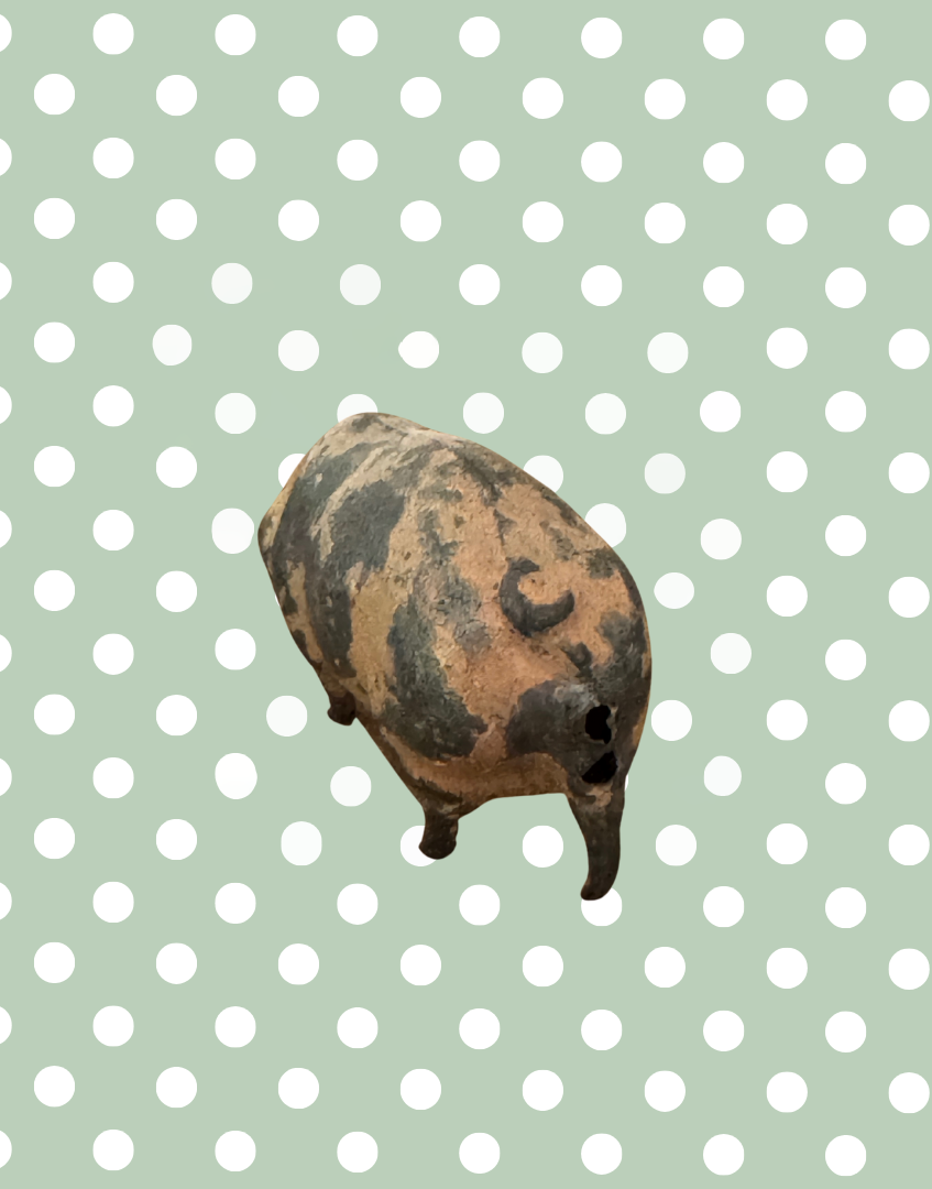 Medium Pink Patched Pig (Version 2) | Britains Ltd Vintage Lead Pig Figurine (1920s)