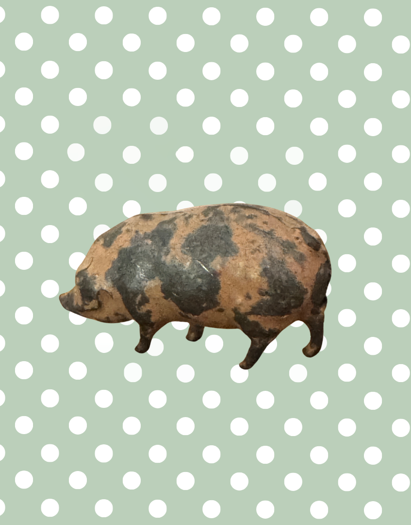 Medium Pink Patched Pig (Version 2) | Britains Ltd Vintage Lead Pig Figurine (1920s)