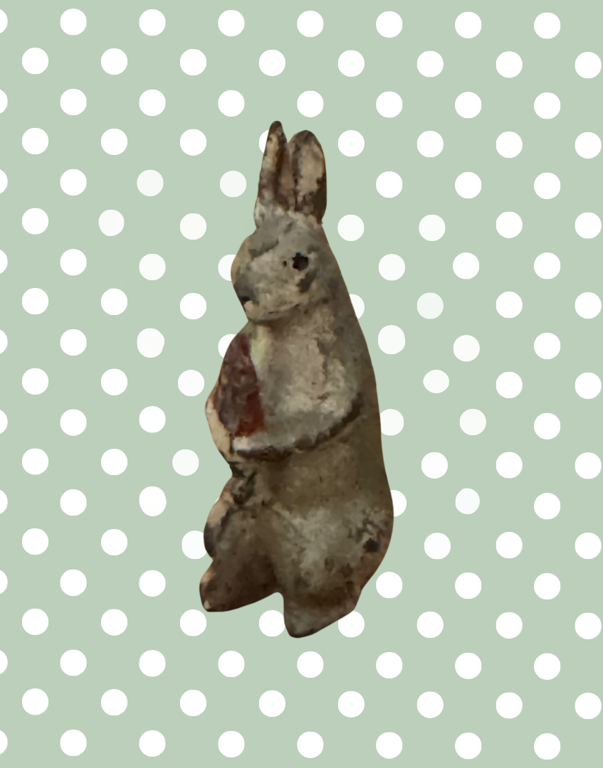 Delightful Rare Rabbit with Carrot | Taylor & Barrett Vintage Lead Figurine (England)