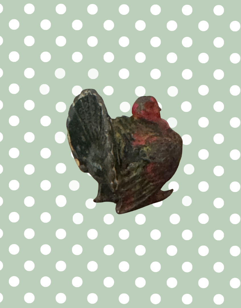 Small Black & Red Turkey With Fan Tail | Britains Ltd Vintage Lead Bird Toy (1920s)