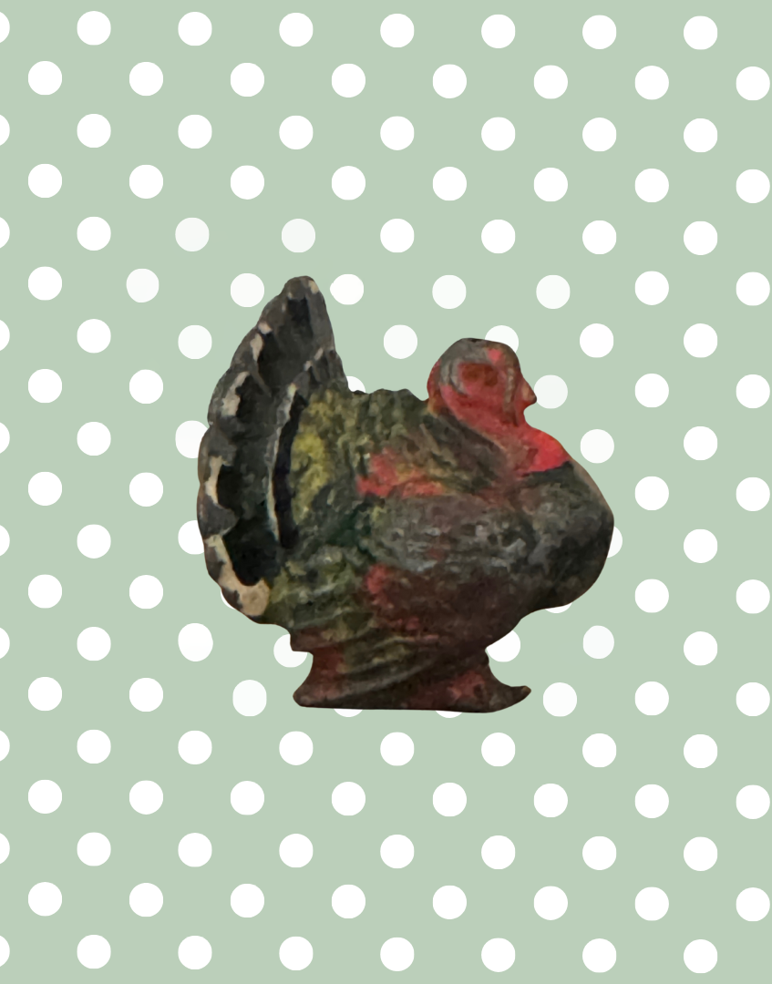 Small Black & Red Turkey With Fan Tail | Britains Ltd Vintage Lead Bird Toy (1920s)