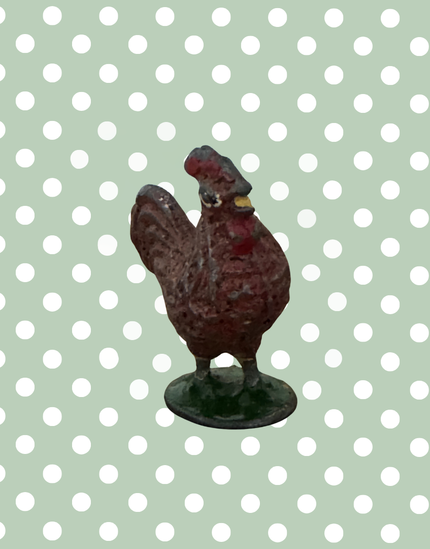 Small Characterful Red Chicken on Stand | Britains Ltd Vintage Lead Farmyard Bird (1920s)