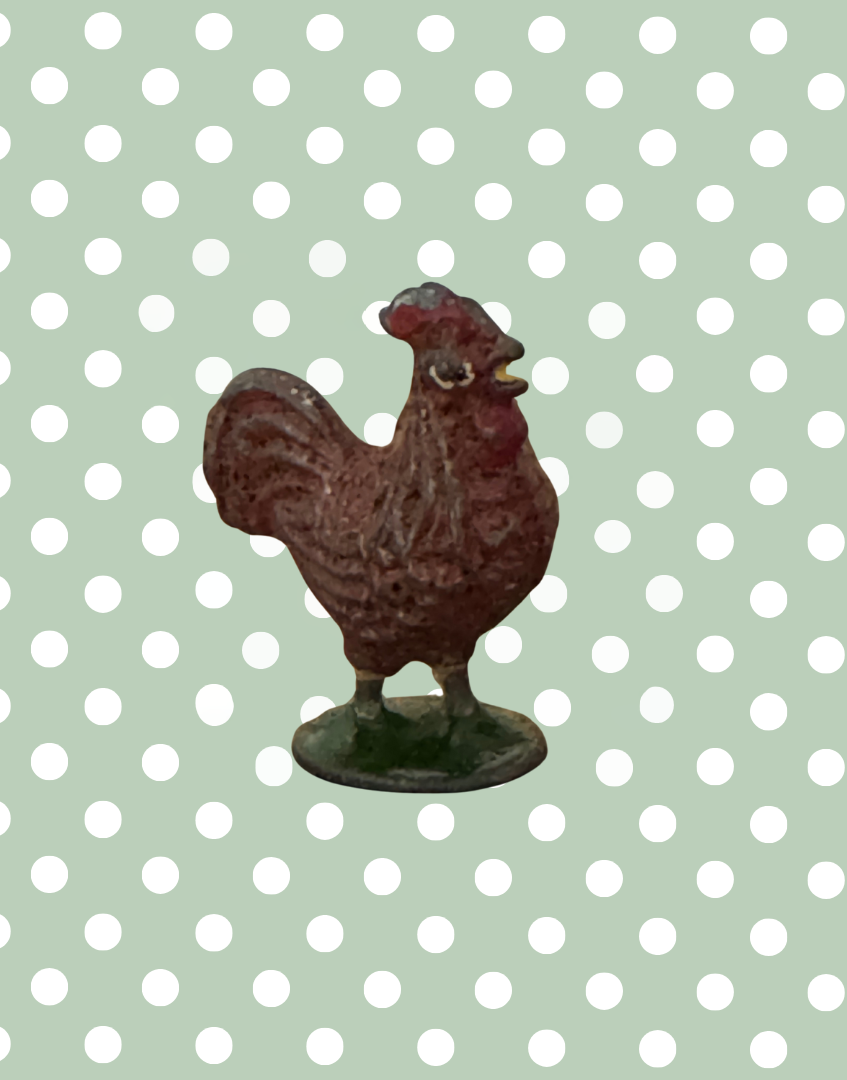 Small Characterful Red Chicken on Stand | Britains Ltd Vintage Lead Farmyard Bird (1920s)