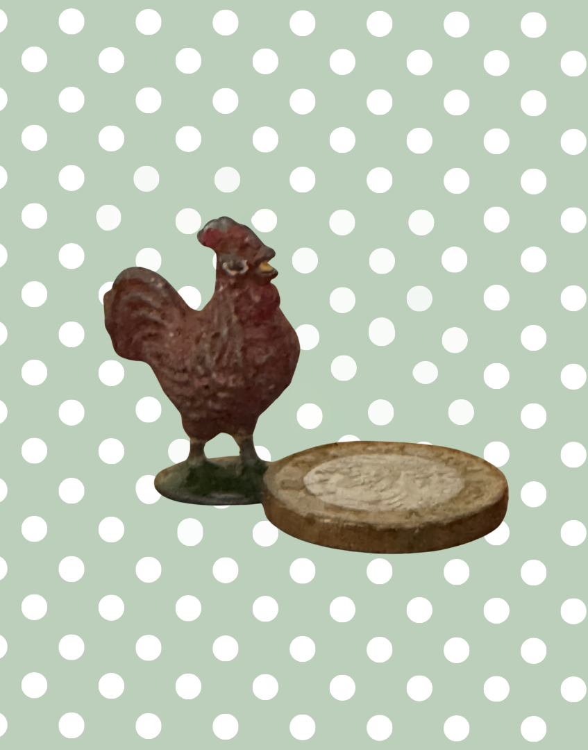 Small Characterful Red Chicken on Stand | Britains Ltd Vintage Lead Farmyard Bird (1920s)
