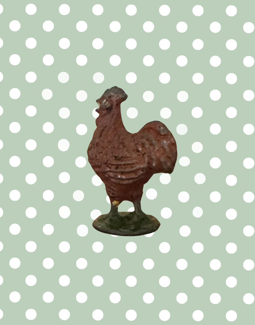 Small Characterful Red Chicken on Stand | Britains Ltd Vintage Lead Farmyard Bird (1920s)