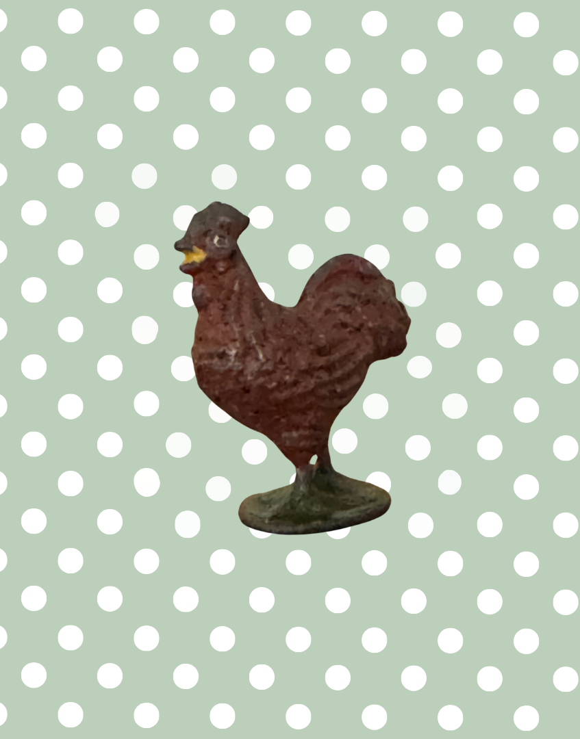 Small Characterful Red Chicken on Stand | Britains Ltd Vintage Lead Farmyard Bird (1920s)