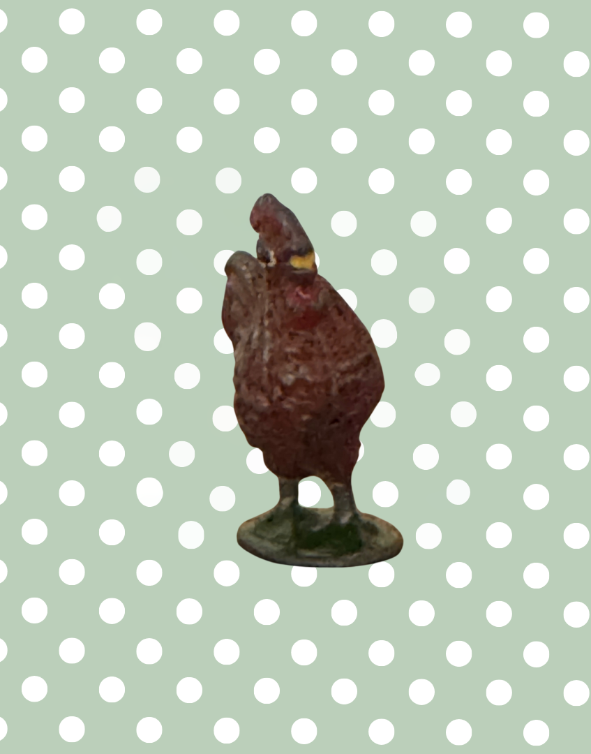 Small Characterful Red Chicken on Stand | Britains Ltd Vintage Lead Farmyard Bird (1920s)