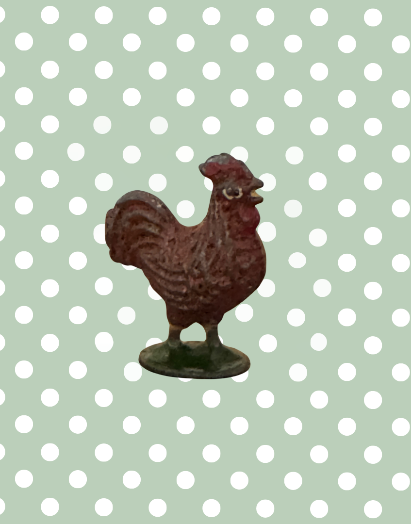 Small Characterful Red Chicken on Stand | Britains Ltd Vintage Lead Farmyard Bird (1920s)