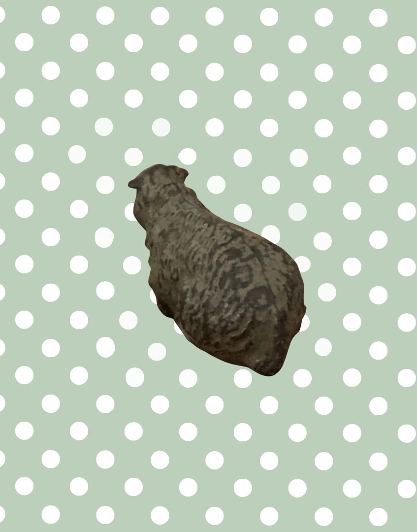 Small Laying Down Light Brown-Grey Sheep Figurine | Britains Ltd Vintage Lead Toy (1920s)