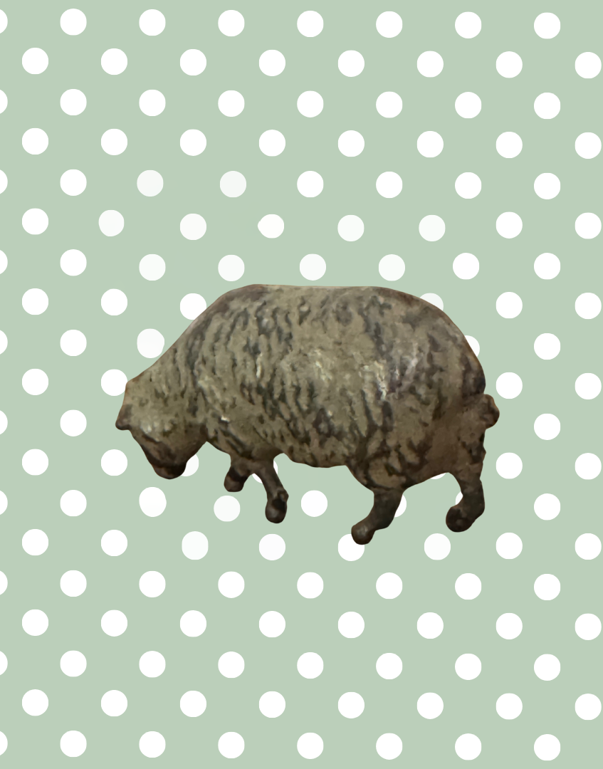 Small Grazing Beige Sheep Collectable | Britains Ltd Vintage Lead Figurine (1920s)