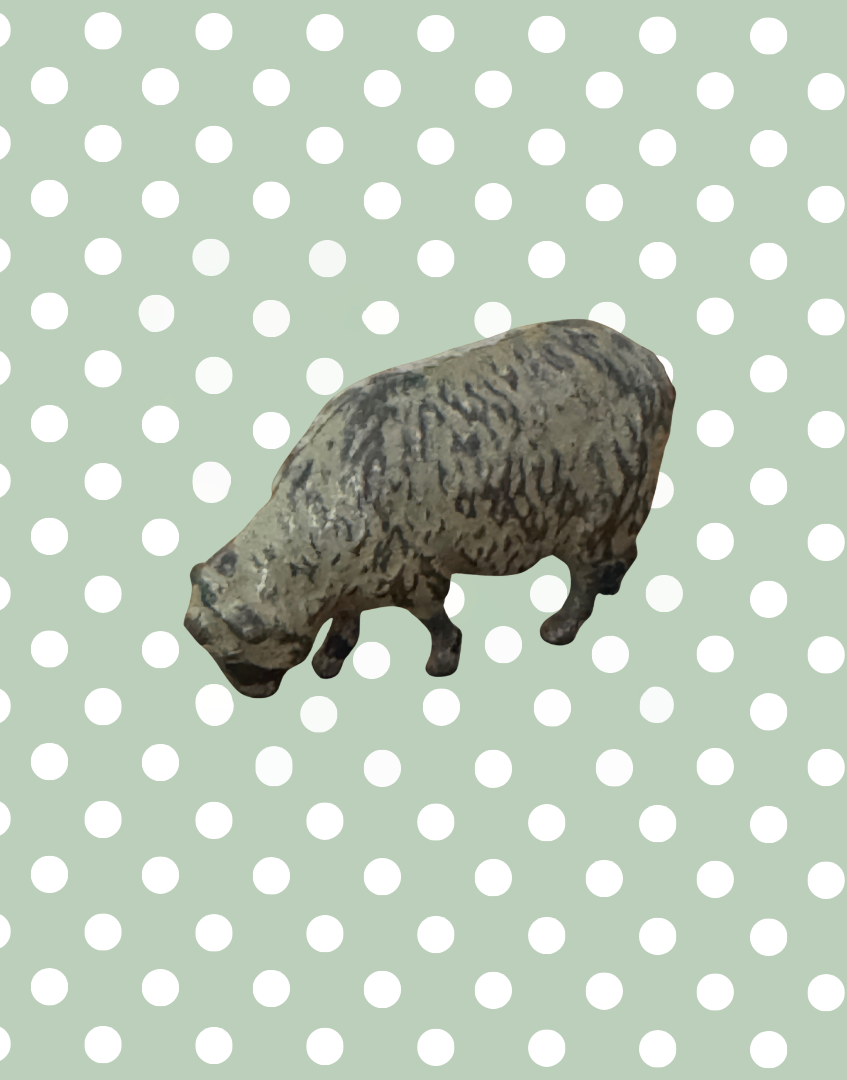 Small Grazing Beige Sheep Collectable | Britains Ltd Vintage Lead Figurine (1920s)