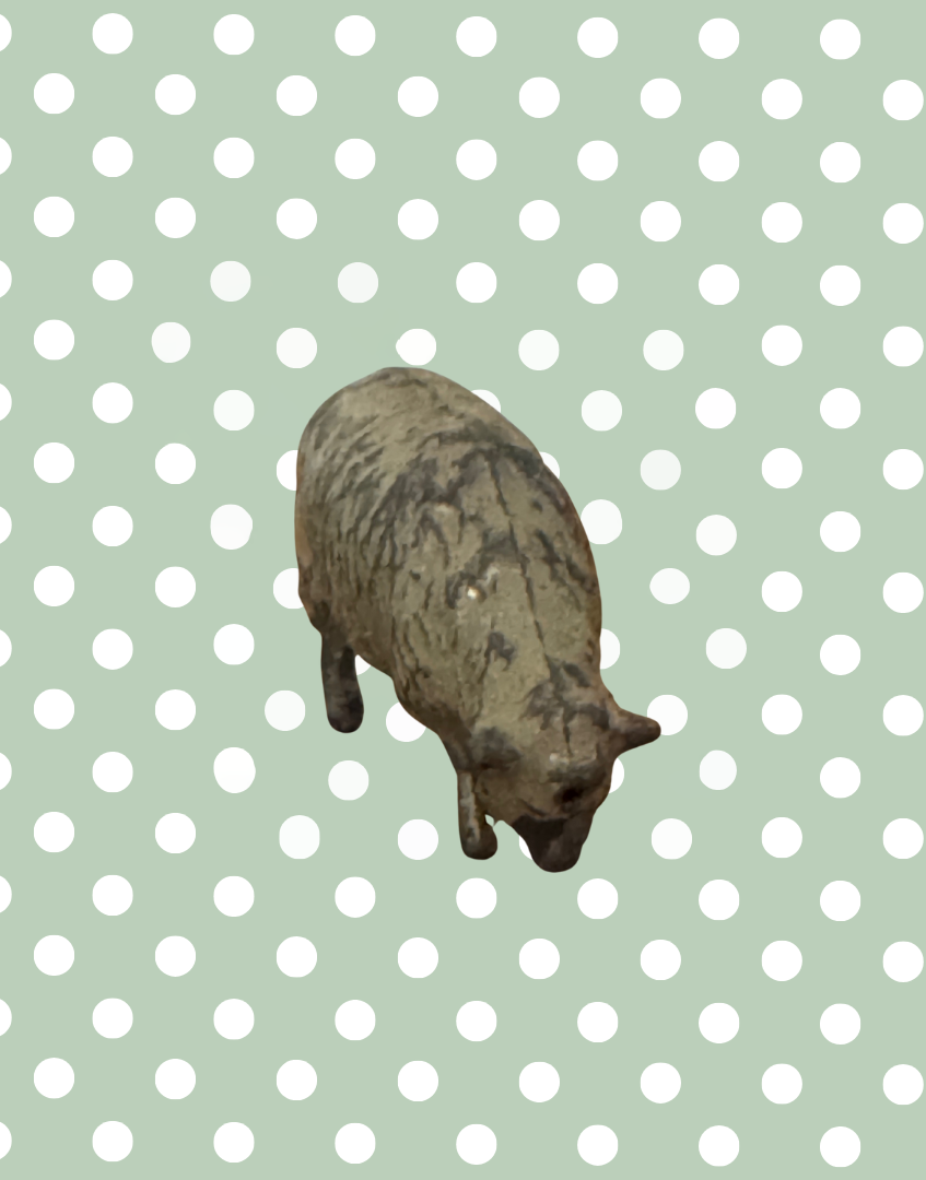 Small Grazing Beige Sheep Collectable | Britains Ltd Vintage Lead Figurine (1920s)