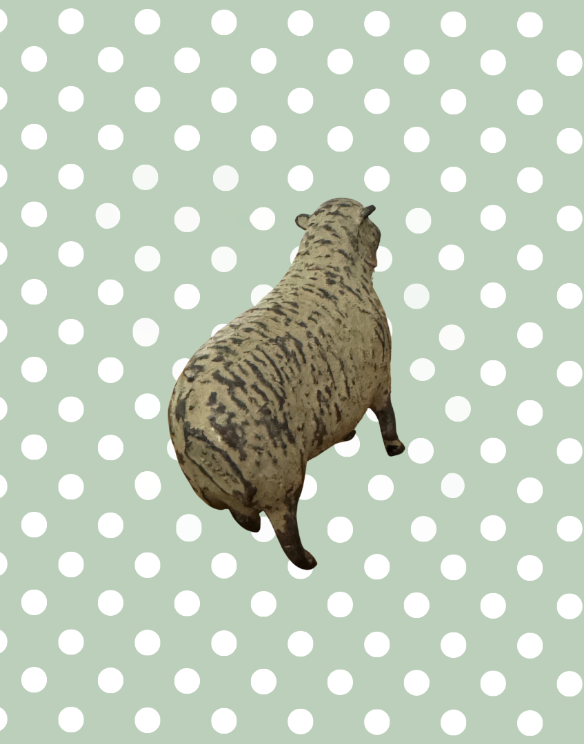 Small Standing Dark Beige Sheep Figurine | Britains Ltd Vintage Lead Farm Animal Toy (1920s)