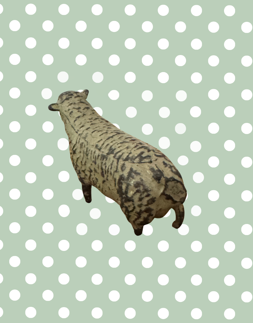 Small Standing Dark Beige Sheep Figurine | Britains Ltd Vintage Lead Farm Animal Toy (1920s)
