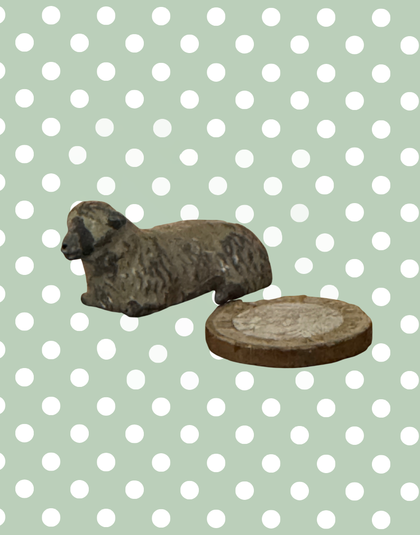 Small Sitting Light Brown Sheep Collectable | Britains Ltd Vintage Lead Toy (1920s)