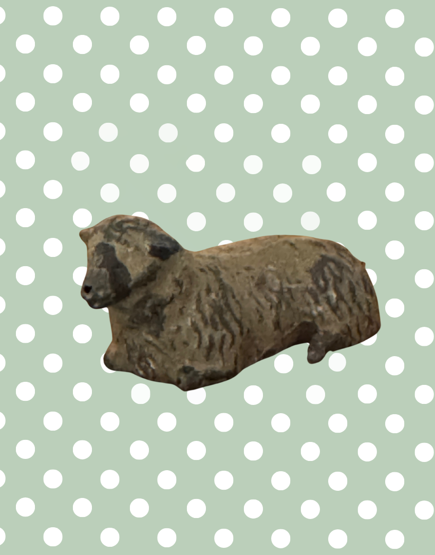 Small Sitting Light Brown Sheep Collectable | Britains Ltd Vintage Lead Toy (1920s)