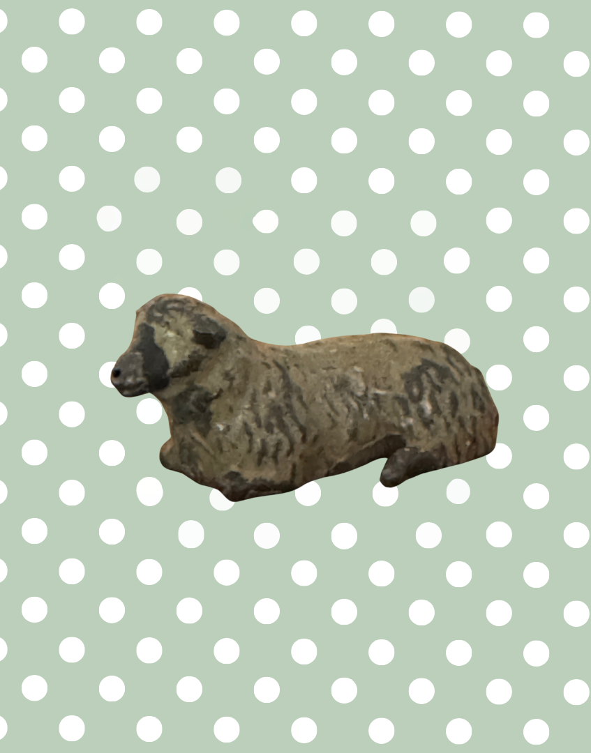 Small Sitting Light Brown Sheep Collectable | Britains Ltd Vintage Lead Toy (1920s)