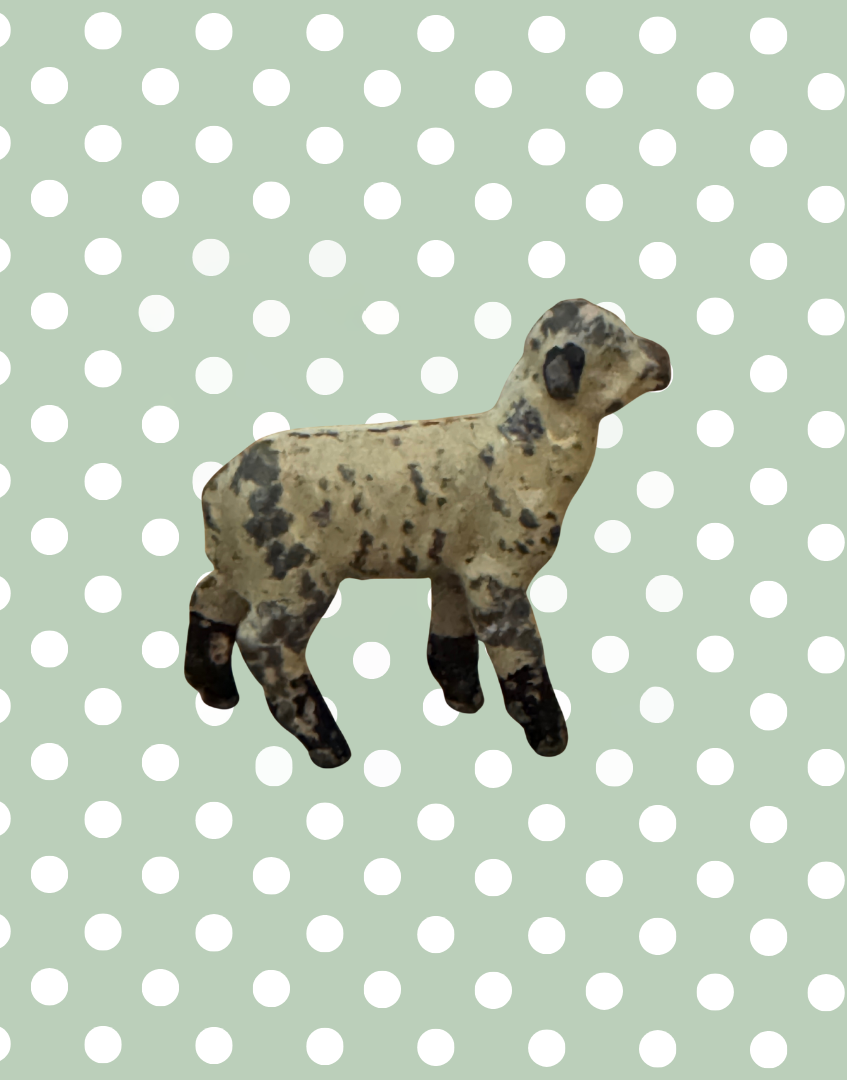 Miniature Beige Lamb with Black Feet Collectable | Britains Ltd Vintage Lead Figurines (1920s)