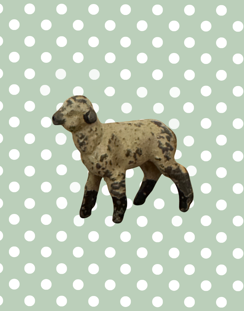 Miniature Beige Lamb with Black Feet Collectable | Britains Ltd Vintage Lead Figurines (1920s)