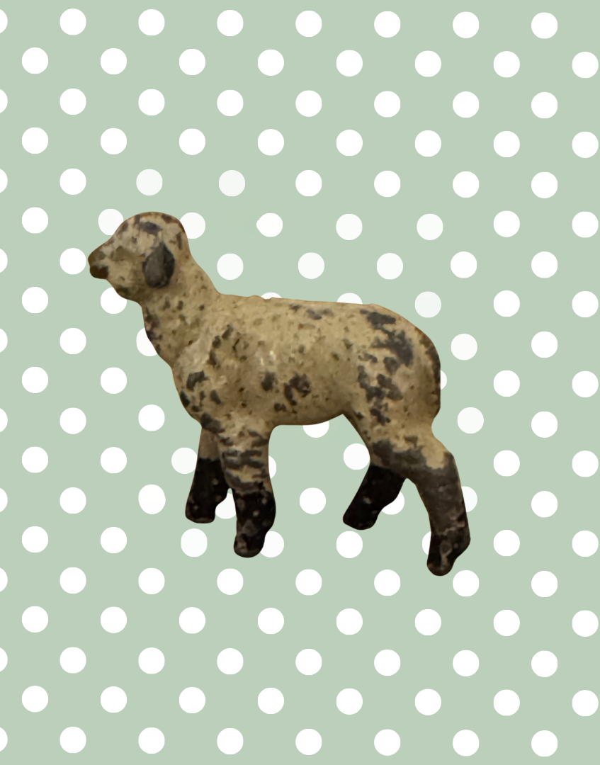 Miniature Beige Lamb with Black Feet Collectable | Britains Ltd Vintage Lead Figurines (1920s)
