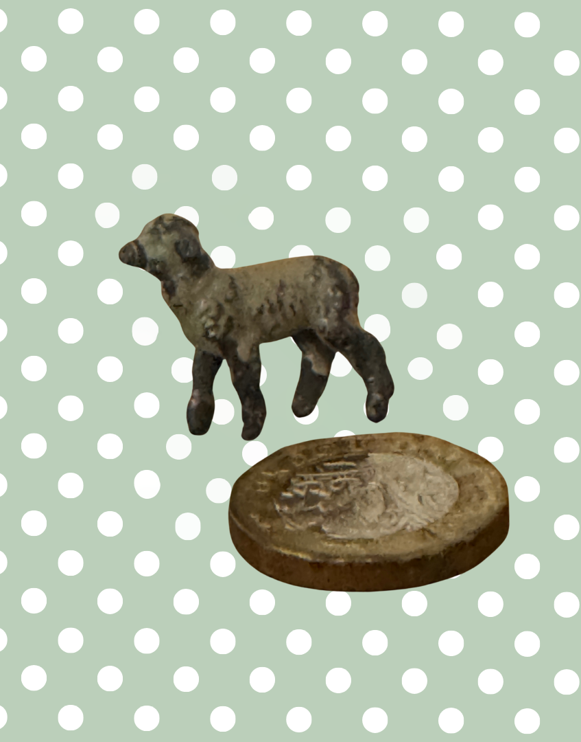 Miniature Grey Lamb Figurine | Britains Ltd Vintage Lead Farm Animal )1920s)