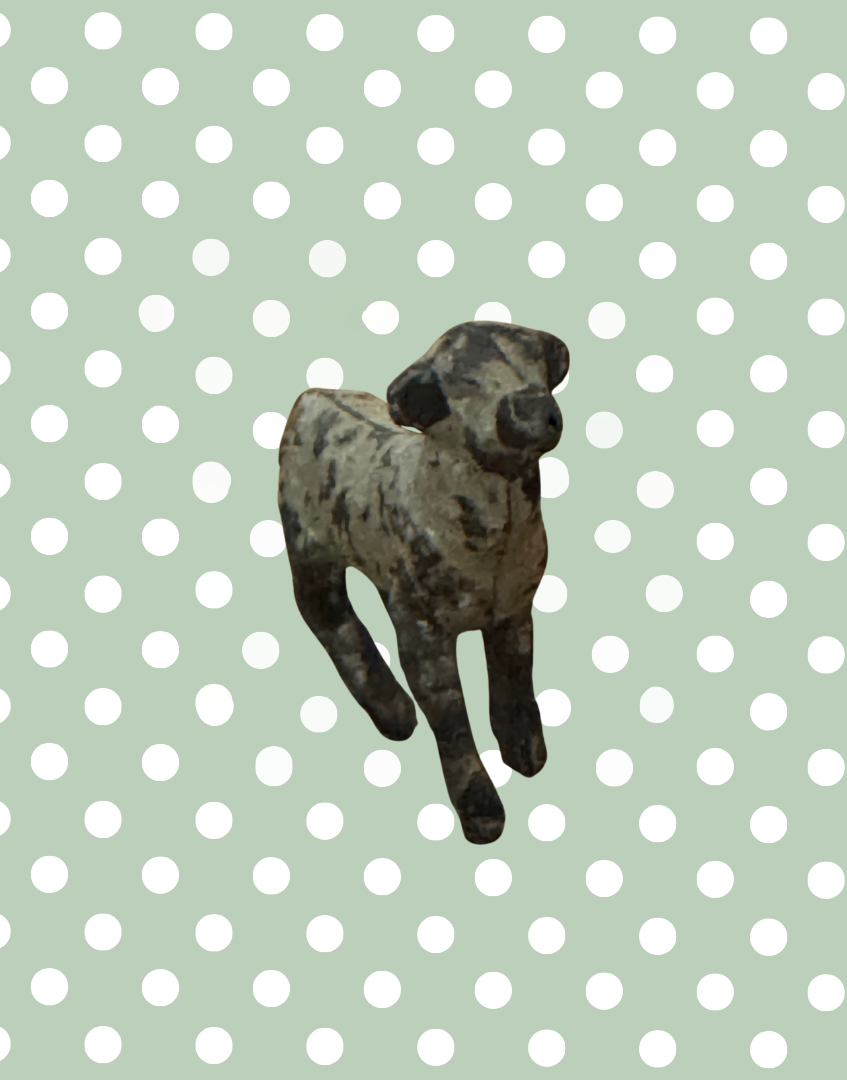 Miniature Grey Lamb Figurine | Britains Ltd Vintage Lead Farm Animal )1920s)