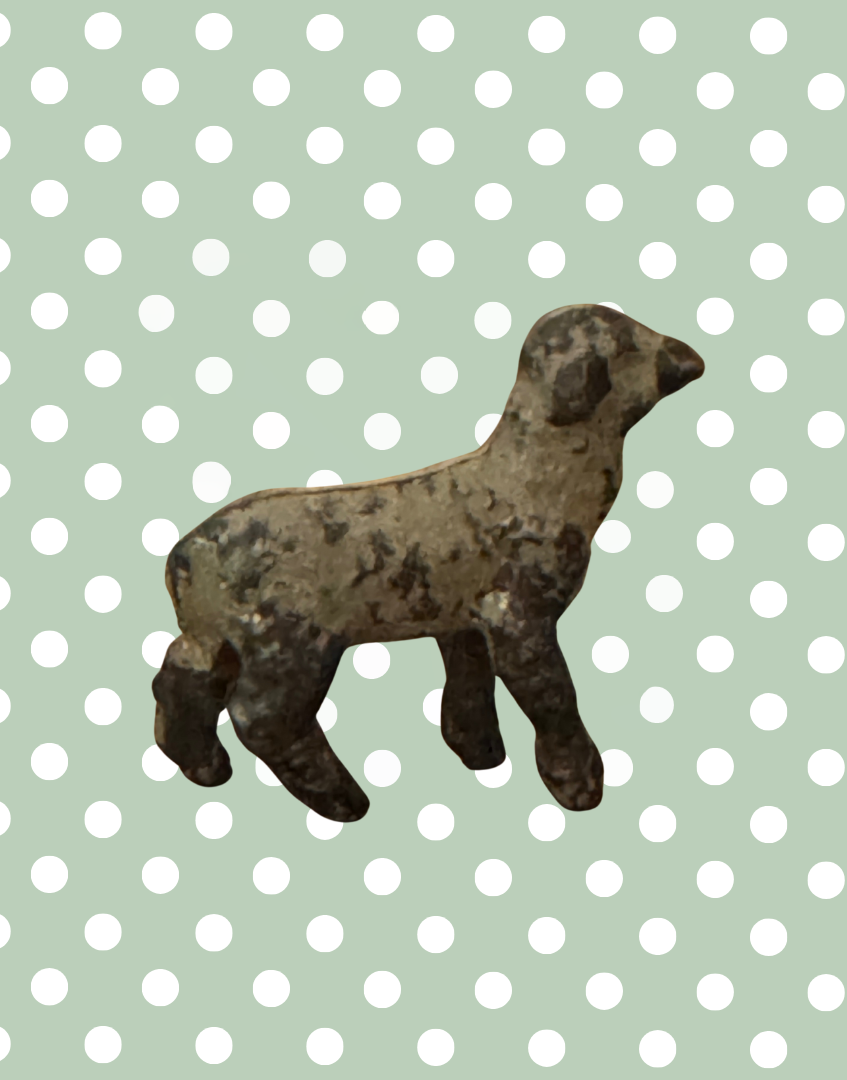 Miniature Grey Lamb Figurine | Britains Ltd Vintage Lead Farm Animal )1920s)