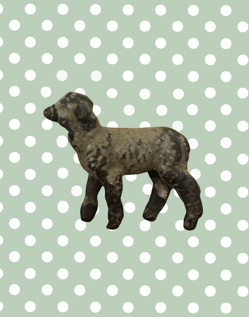 Miniature Grey Lamb Figurine | Britains Ltd Vintage Lead Farm Animal )1920s)