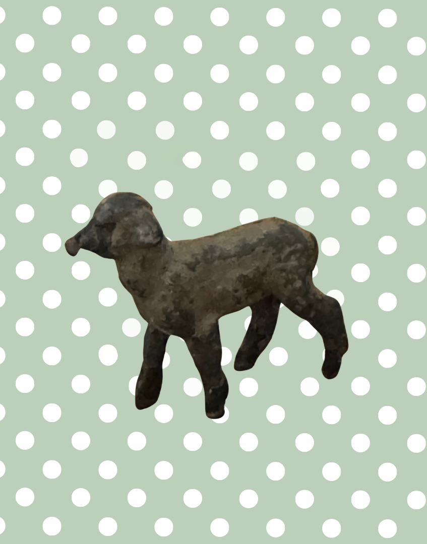 Miniature Grey Lamb Figurine | Britains Ltd Vintage Lead Farm Animal )1920s)