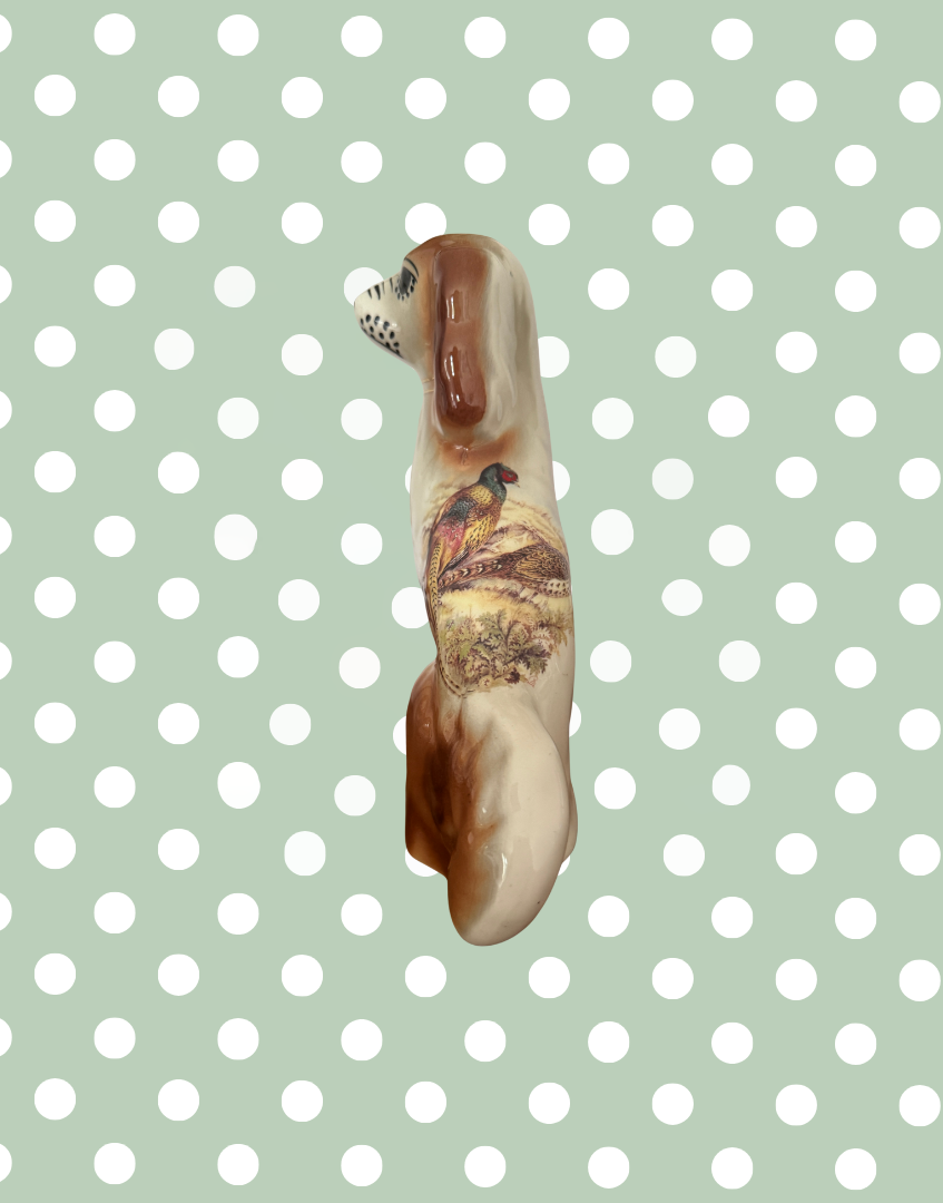 Pair of Arthur Wood Staffordshire Style Dogs | Handpainted Countryside Pheasant Design, Vintage English Pottery