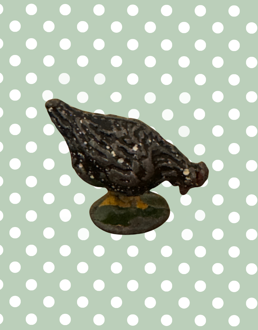 Miniature Black Chicken on Stand | Britains Ltd Vintage Lead Farm Animals & Countryside Figurine (1920s)