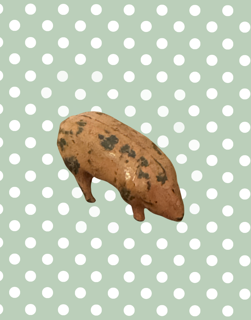 Characterful Miniature Pink Patina Patched Pig (Version 1) | Britains Ltd Vintage Lead Animal (1920s)