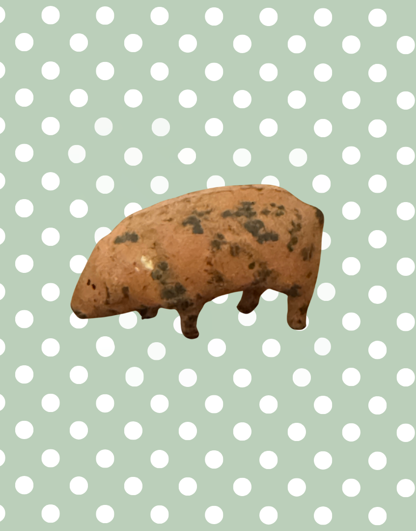 Characterful Miniature Pink Patina Patched Pig (Version 1) | Britains Ltd Vintage Lead Animal (1920s)